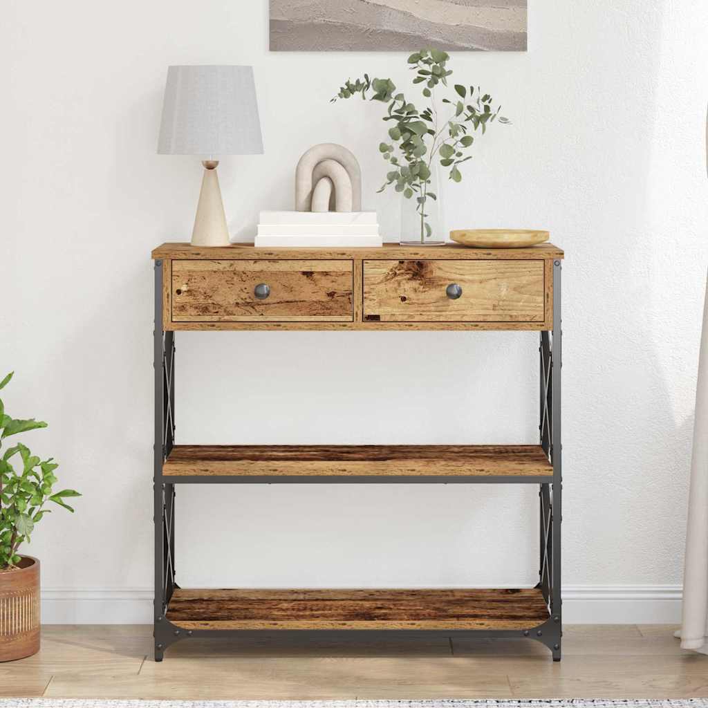 Konsol Bord Gammelt Træ 75 X 28 X 75 Cm Laminat Træ Og Metal
