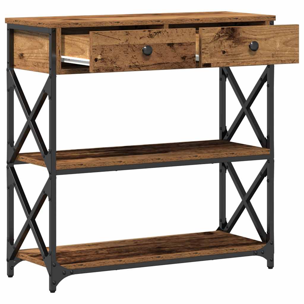 Konsol Bord Gammelt Træ 75 X 28 X 75 Cm Laminat Træ Og Metal