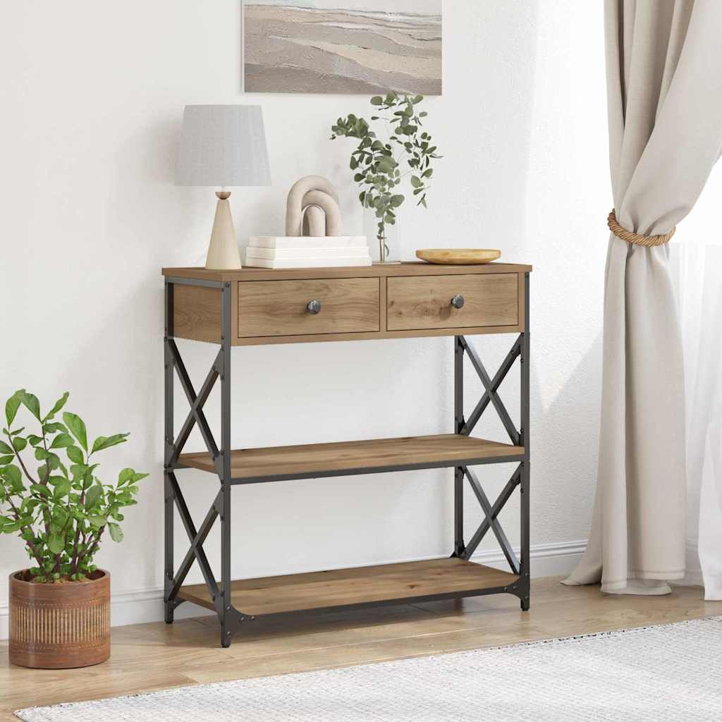 Konsol Bord Artisan Eg 75 X 28 X 75 Cm Laminat Træ Og Metal