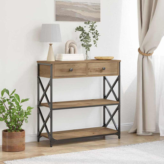 Konsol Bord Artisan Eg 75 X 28 X 75 Cm Laminat Træ Og Metal