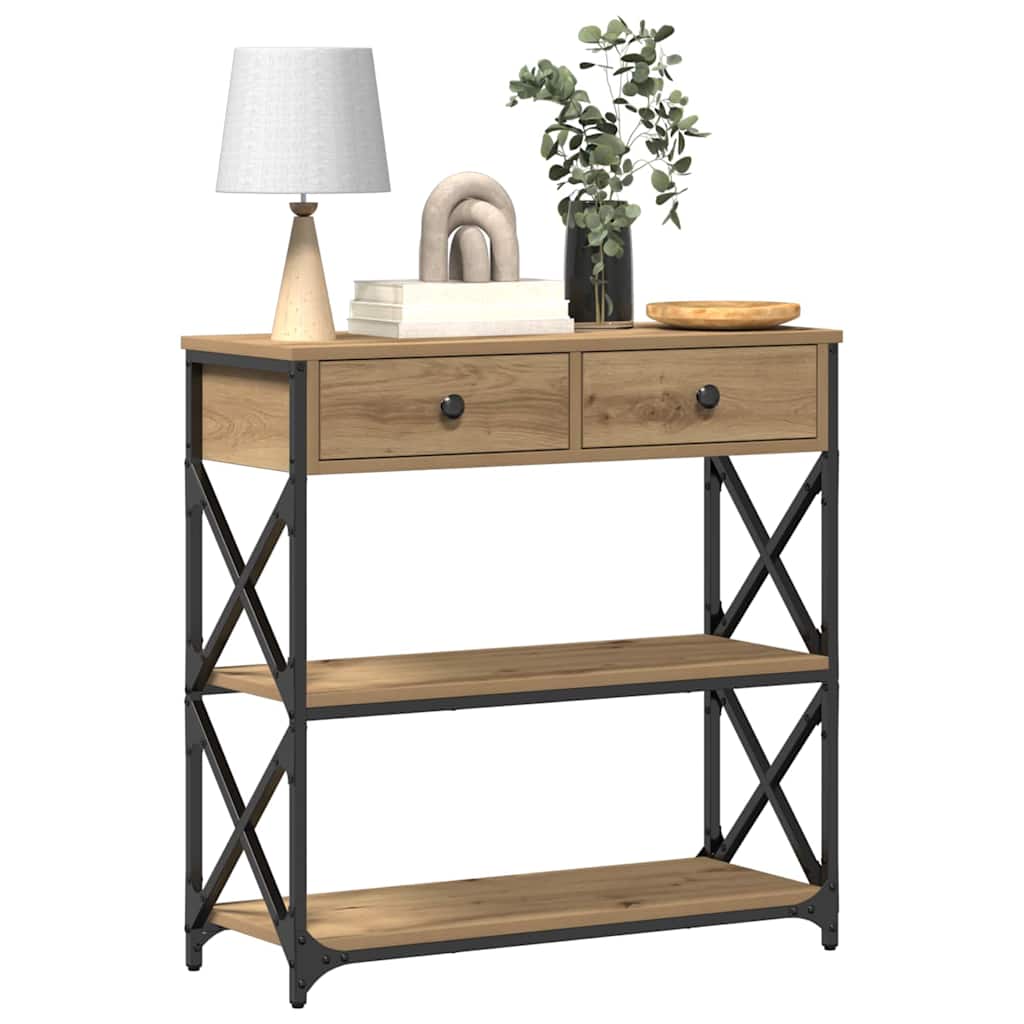 Konsol Bord Artisan Eg 75 X 28 X 75 Cm Laminat Træ Og Metal