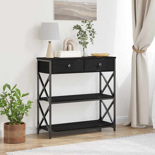 Konsol Bord Sort Eg 75 X 28 X 75 Cm Laminat Træ Og Metal