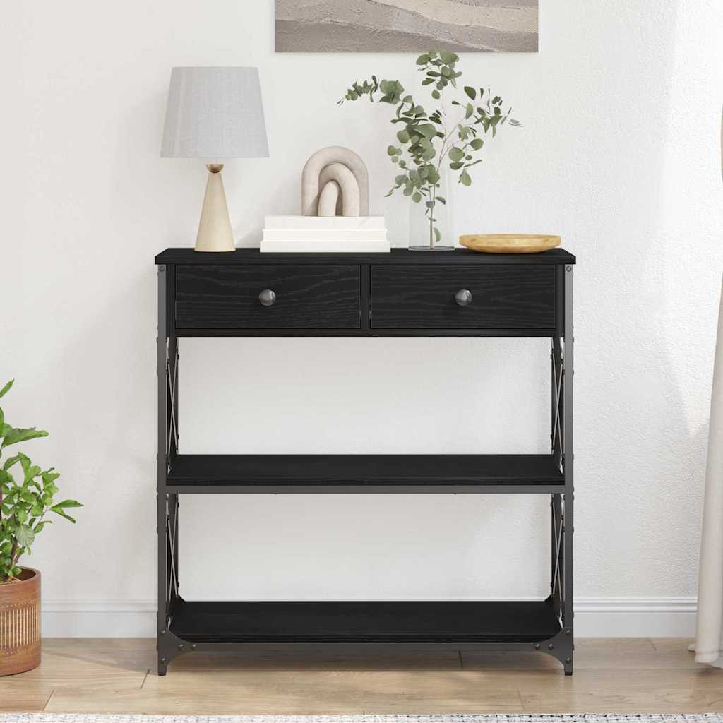 Konsol Bord Sort Eg 75 X 28 X 75 Cm Laminat Træ Og Metal