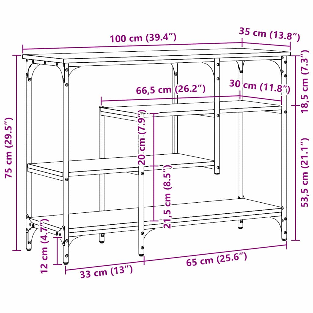 Konsolbord Artisan Eg 100 X 35 X 75 Cm Laminat Træ Og Metal