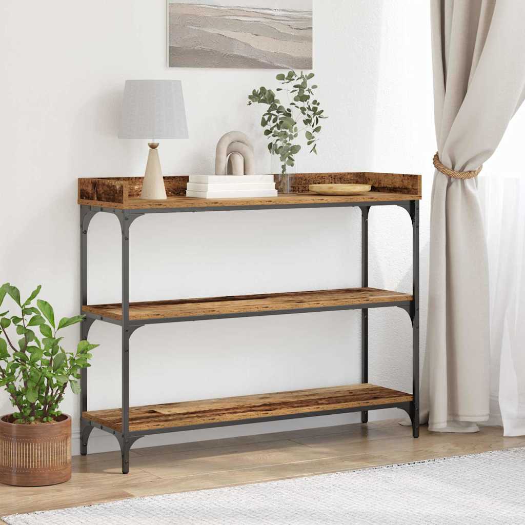 Konsolbord Gammelt Træ 100 X 30 X 80 Cm Laminat Træ Og Metal