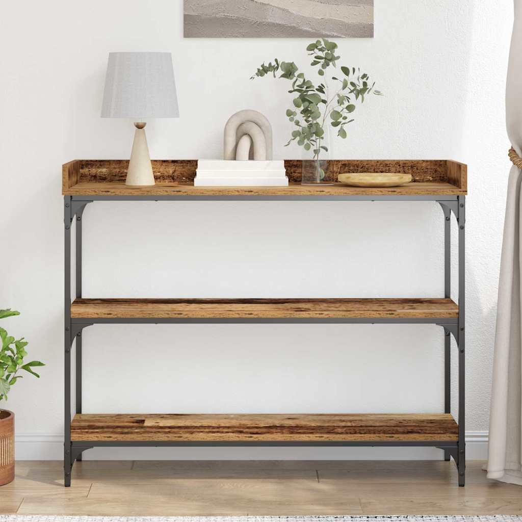 Konsolbord Gammelt Træ 100 X 30 X 80 Cm Laminat Træ Og Metal