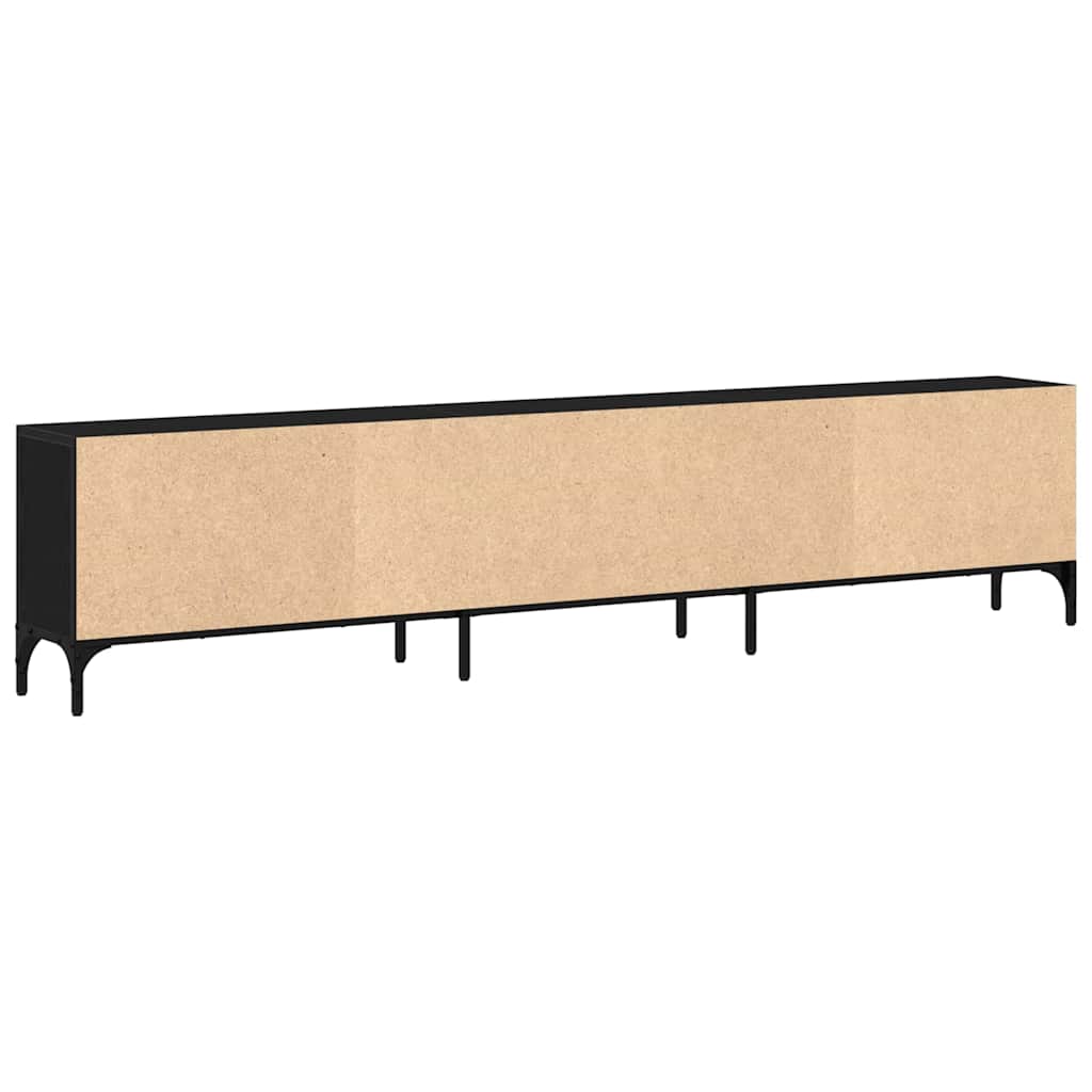 Tv-Skab Med Skuffe Sort Eg 200 X 25 X 44 Cm Konstrueret Træ