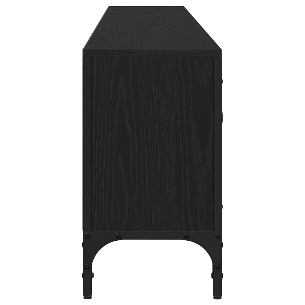 Tv-Skab Med Skuffe Sort Eg 200 X 25 X 44 Cm Konstrueret Træ