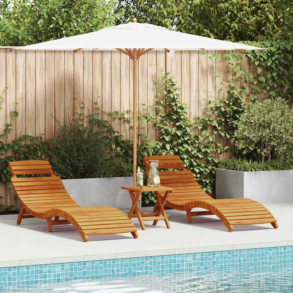 Liggestol 2 Pcs Brun 55 X 184 X 64Cm Massivt Akacietræ