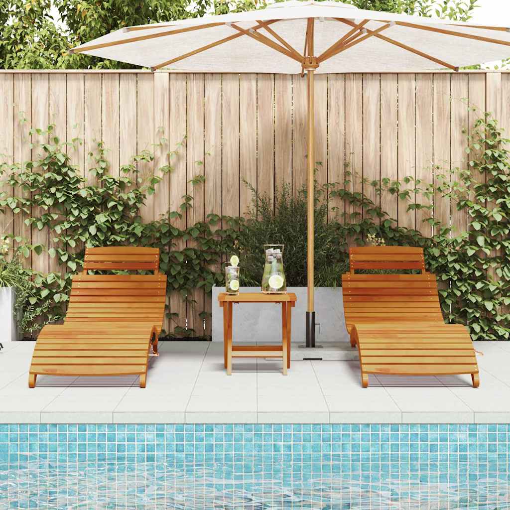 Liggestol 2 Pcs Brun 55 X 184 X 64Cm Massivt Akacietræ