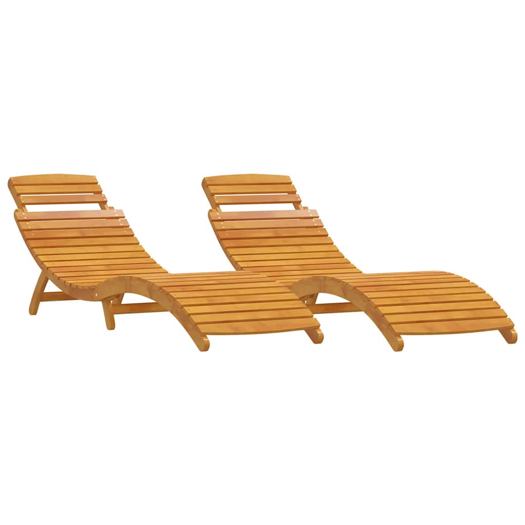 Liggestol 2 Pcs Brun 55 X 184 X 64Cm Massivt Akacietræ