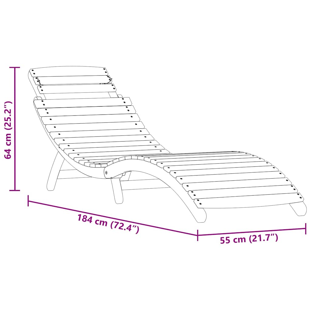 Liggestol 2 Pcs Brun 55 X 184 X 64Cm Massivt Akacietræ