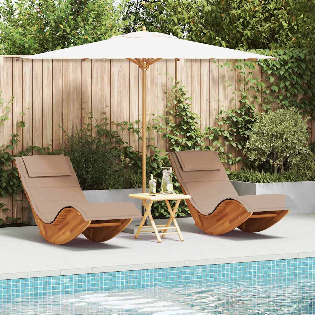 Solstol Med Pude 2-Person 2 Pcs Brun Massivt Akacietræ