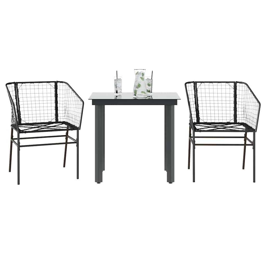 9 Dele Spisebordssæt Til Haven M. Hynder Polyrattan Glas Sort