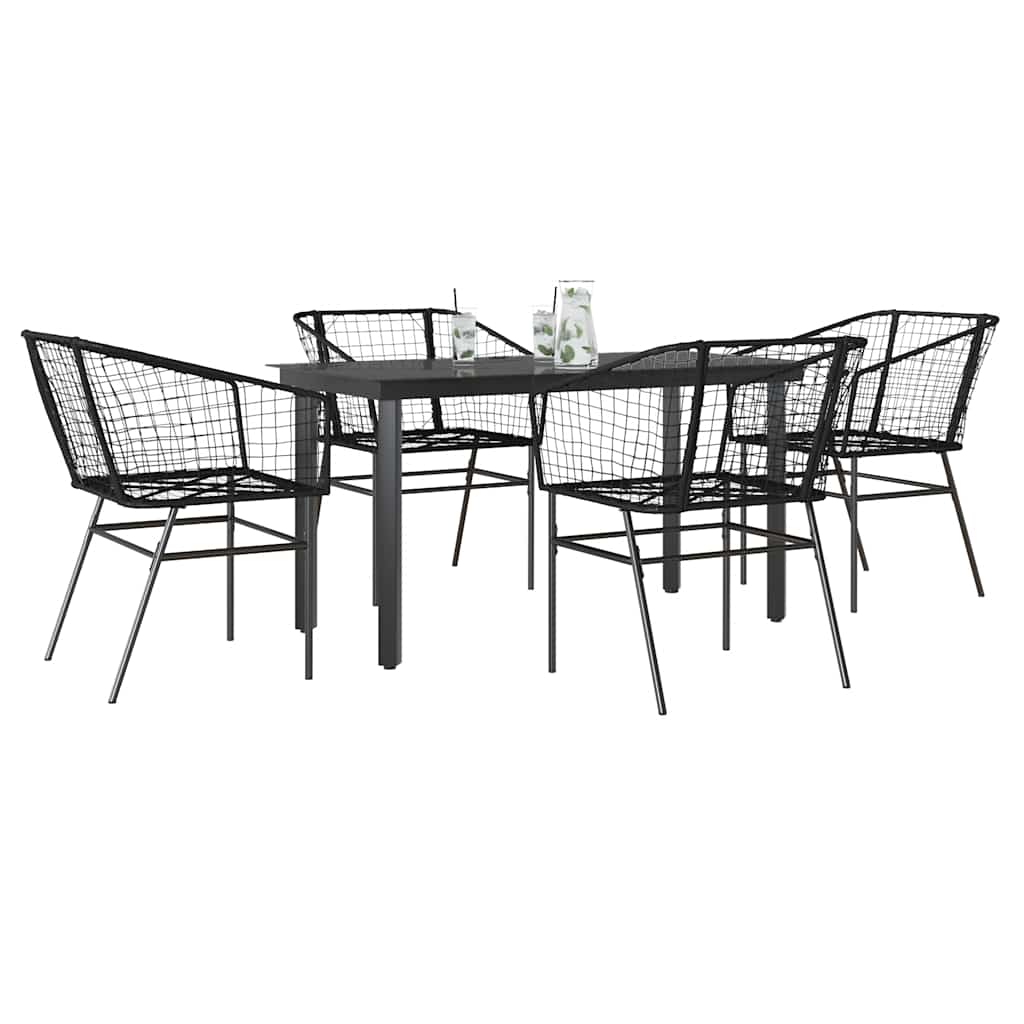 9 Dele Spisebordssæt Til Haven M. Hynder Polyrattan Glas Sort
