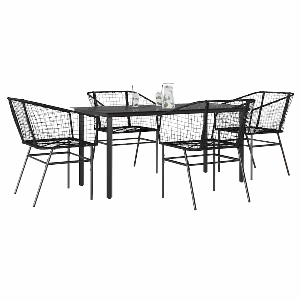 9 Dele Spisebordssæt Til Haven M. Hynder Polyrattan Glas Sort