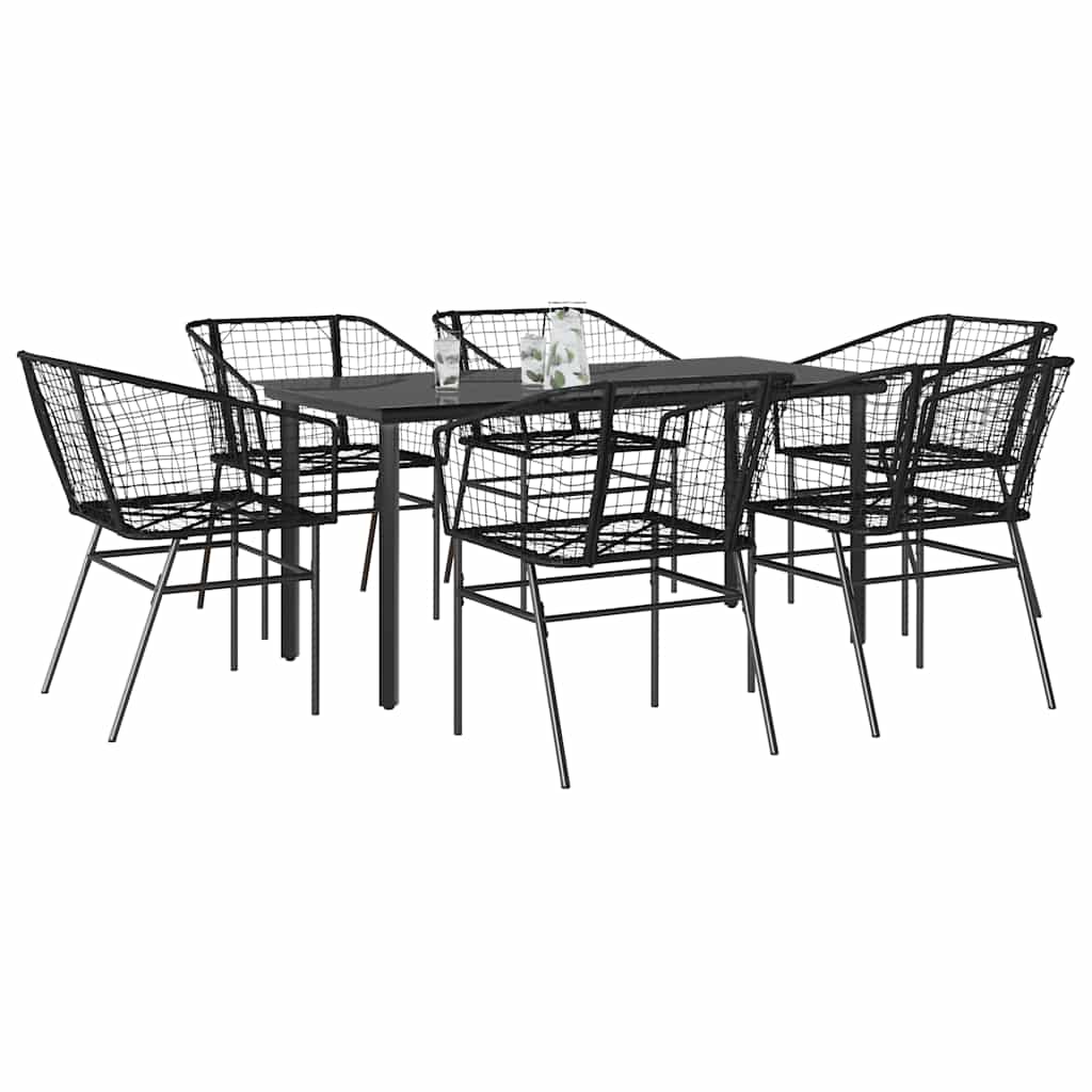 9 Dele Spisebordssæt Til Haven M. Hynder Polyrattan Glas Sort