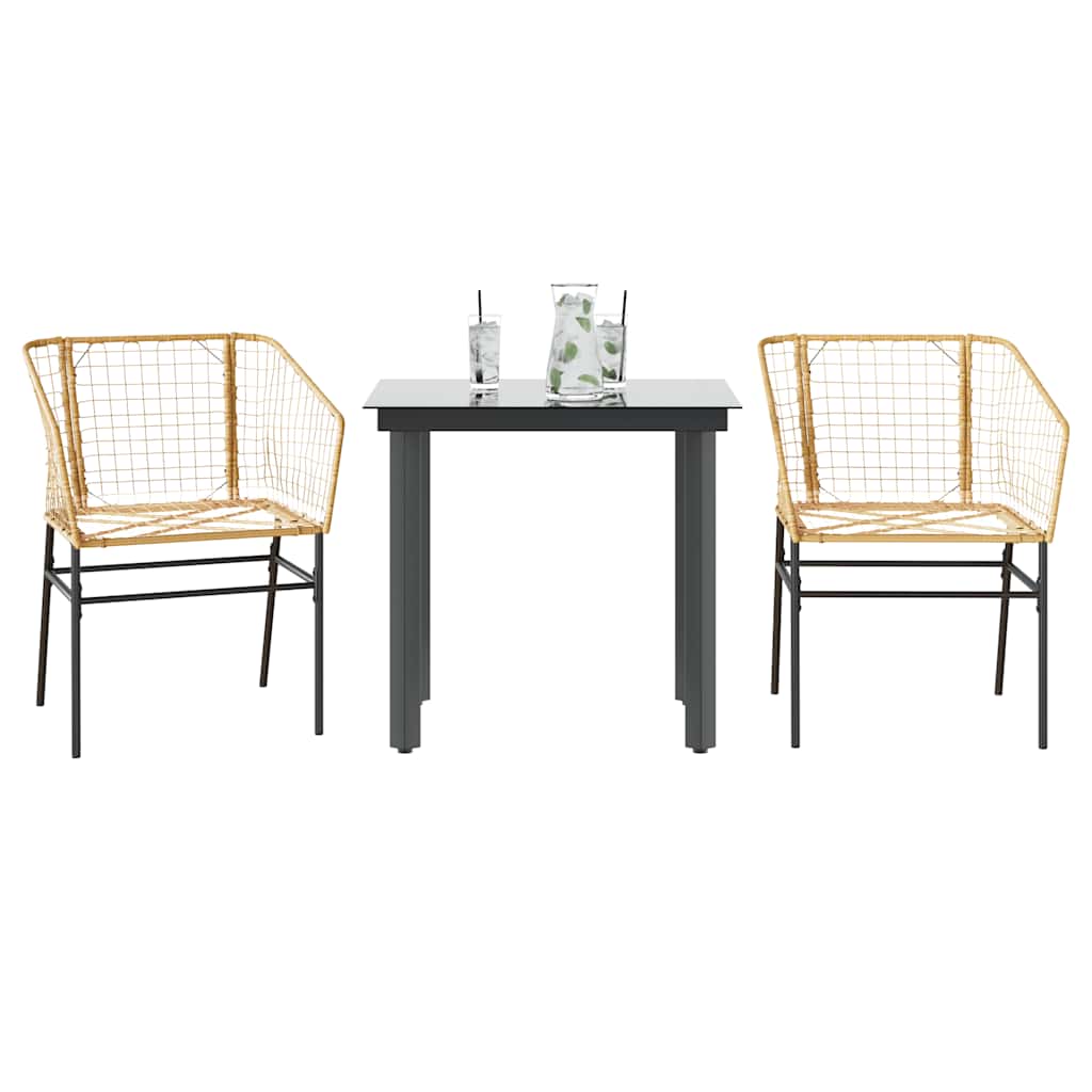 9 Dele Spisebordssæt Til Haven M. Hynder Polyrattan Glas Sort