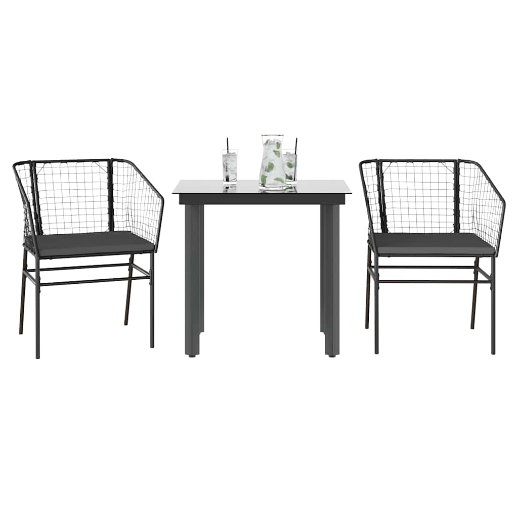 9 Dele Spisebordssæt Til Haven M. Hynder Polyrattan Glas Sort