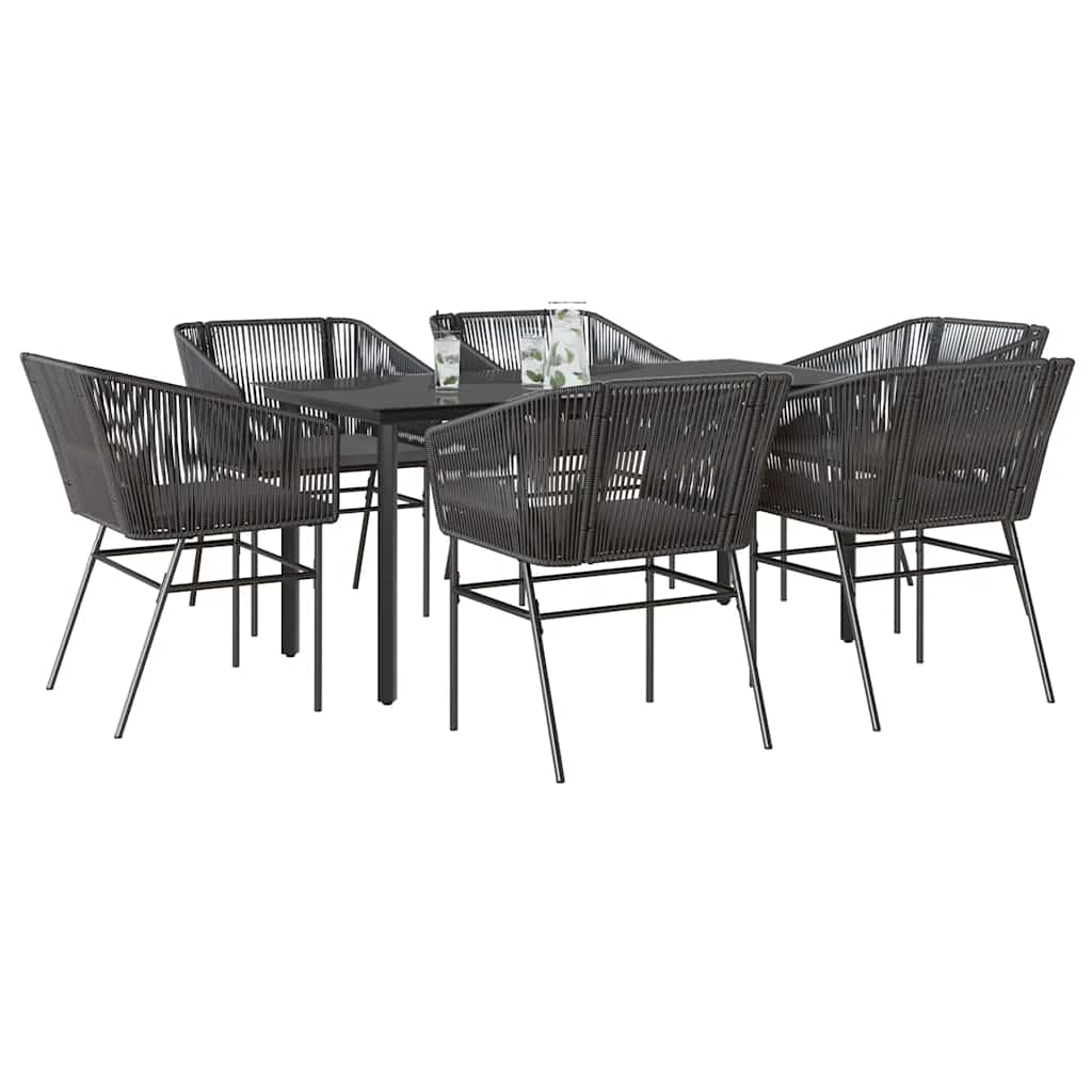 9 Dele Spisebordssæt Til Haven M. Hynder Polyrattan Glas