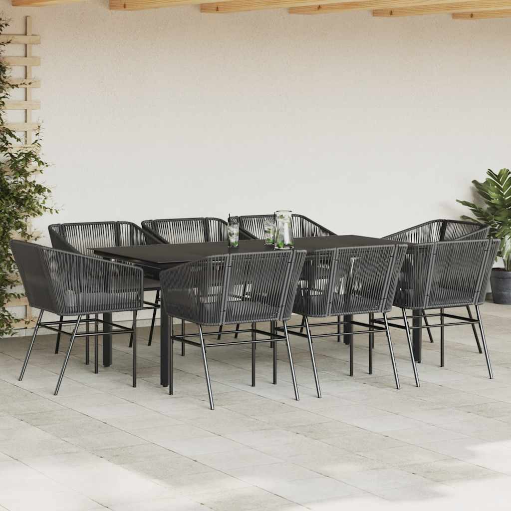 9 Dele Spisebordssæt Til Haven M. Hynder Polyrattan Glas