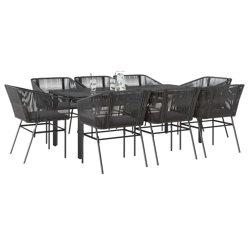 9 Dele Spisebordssæt Til Haven M. Hynder Polyrattan Glas