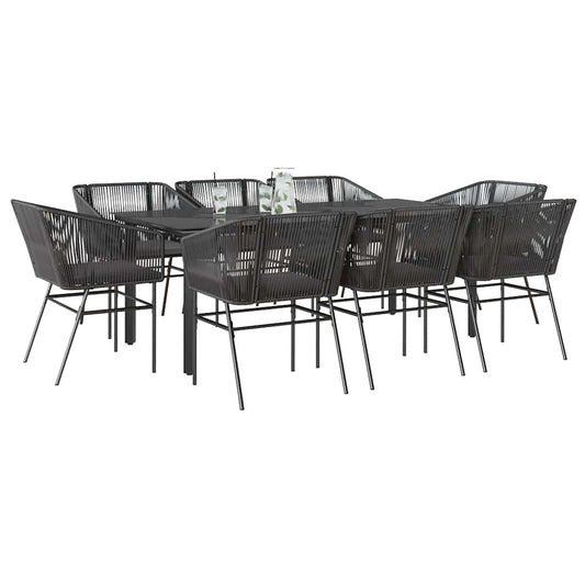 9 Dele Spisebordssæt Til Haven M. Hynder Polyrattan Glas