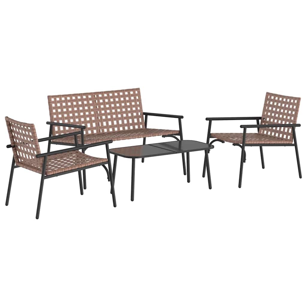 Have Spisebordssæt 4 Pcs Brun Polyrattan