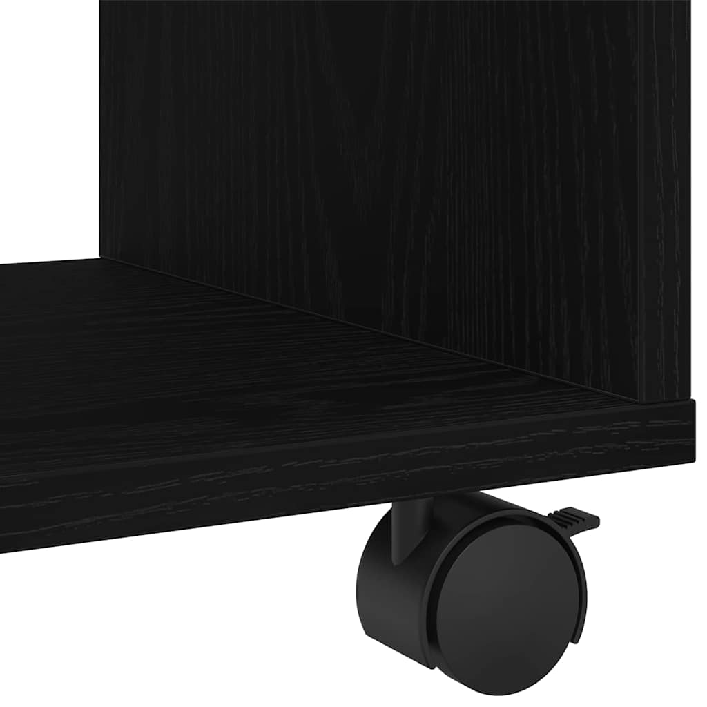 Endebord Med Hylde Sort Eg 72 X 33 X 42,5 Cm Konstrueret Træ