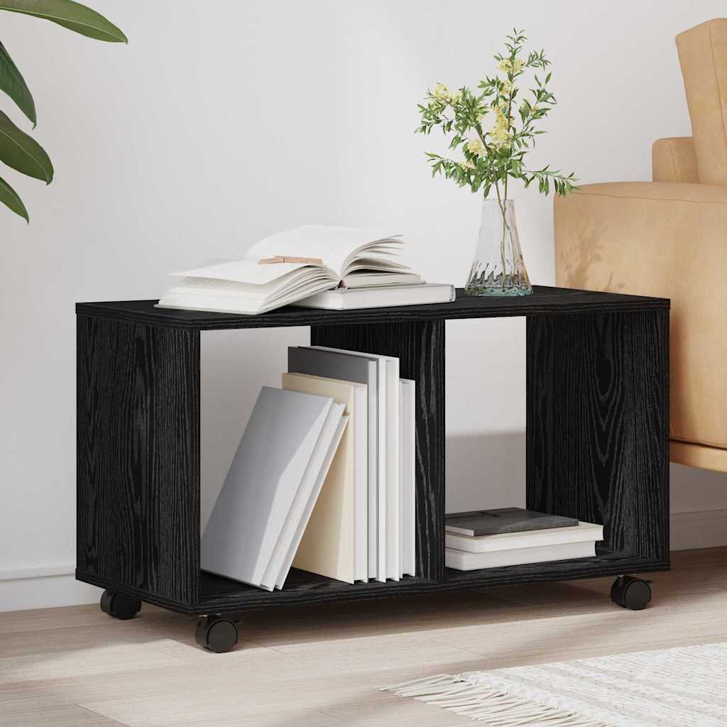 Endebord Med Hylde Sort Eg 72 X 33 X 42,5 Cm Konstrueret Træ