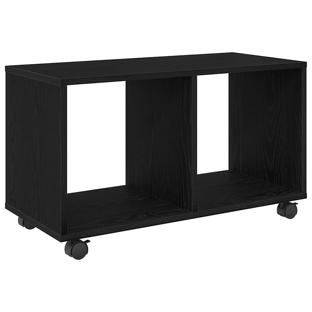 Endebord Med Hylde Sort Eg 72 X 33 X 42,5 Cm Konstrueret Træ