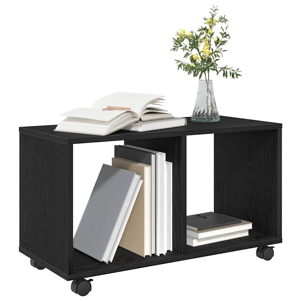 Endebord Med Hylde Sort Eg 72 X 33 X 42,5 Cm Konstrueret Træ