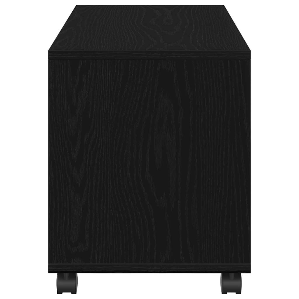 Endebord Med Hylde Sort Eg 72 X 33 X 42,5 Cm Konstrueret Træ