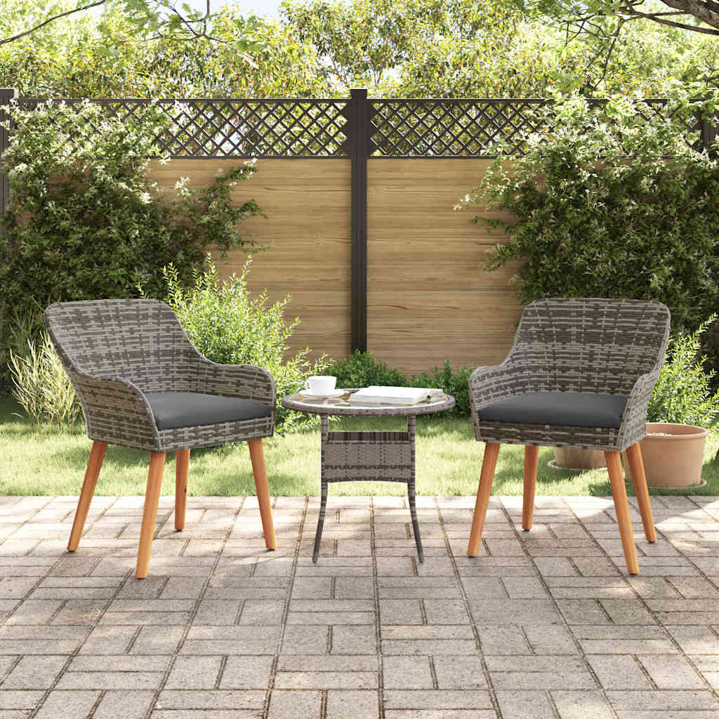 Have Stol Med Pude 2 Pcs Grå 62,5 X 55 X 82 Cm Polyrattan
