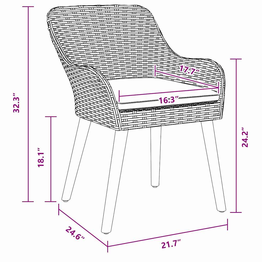 Have Stol Med Pude 2 Pcs Grå 62,5 X 55 X 82 Cm Polyrattan