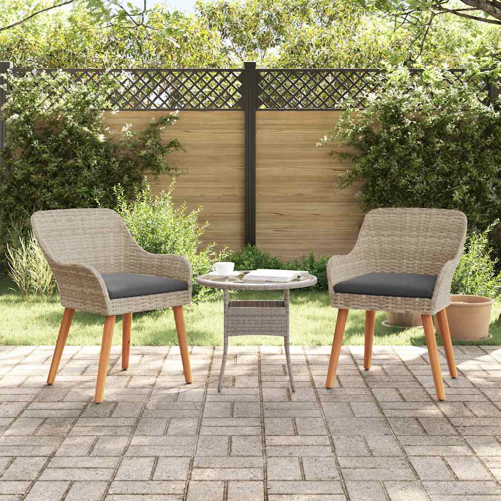 Have Stol Med Pude 2 Pcs Lysegrå 62,5 X 55 X 82 Cm Polyrattan