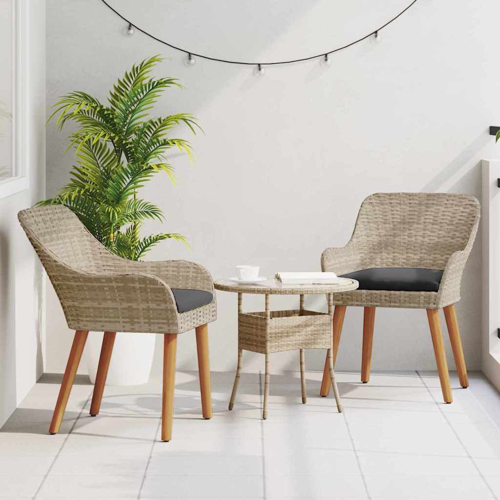 Have Stol Med Pude 2 Pcs Lysegrå 62,5 X 55 X 82 Cm Polyrattan