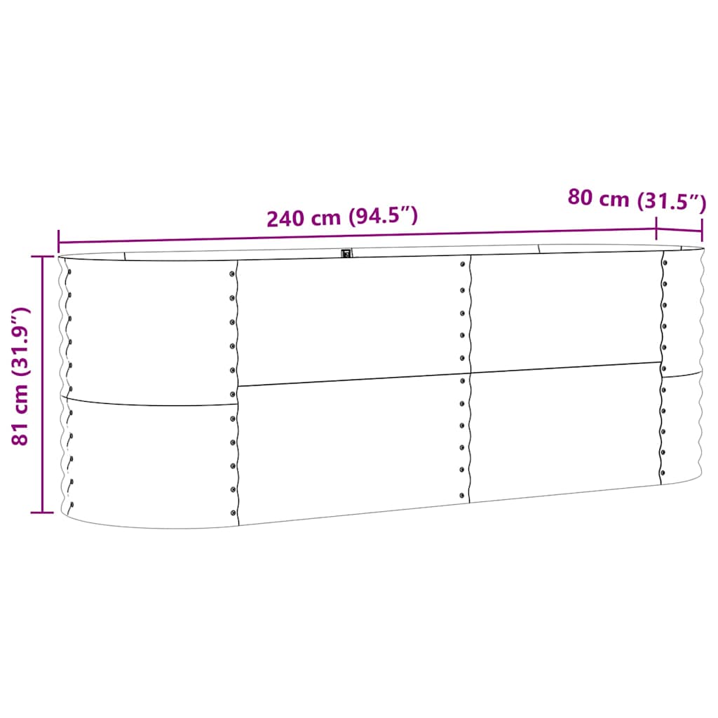 Hævet Bed Grøn 240 X 80 X 81 Cm Stål