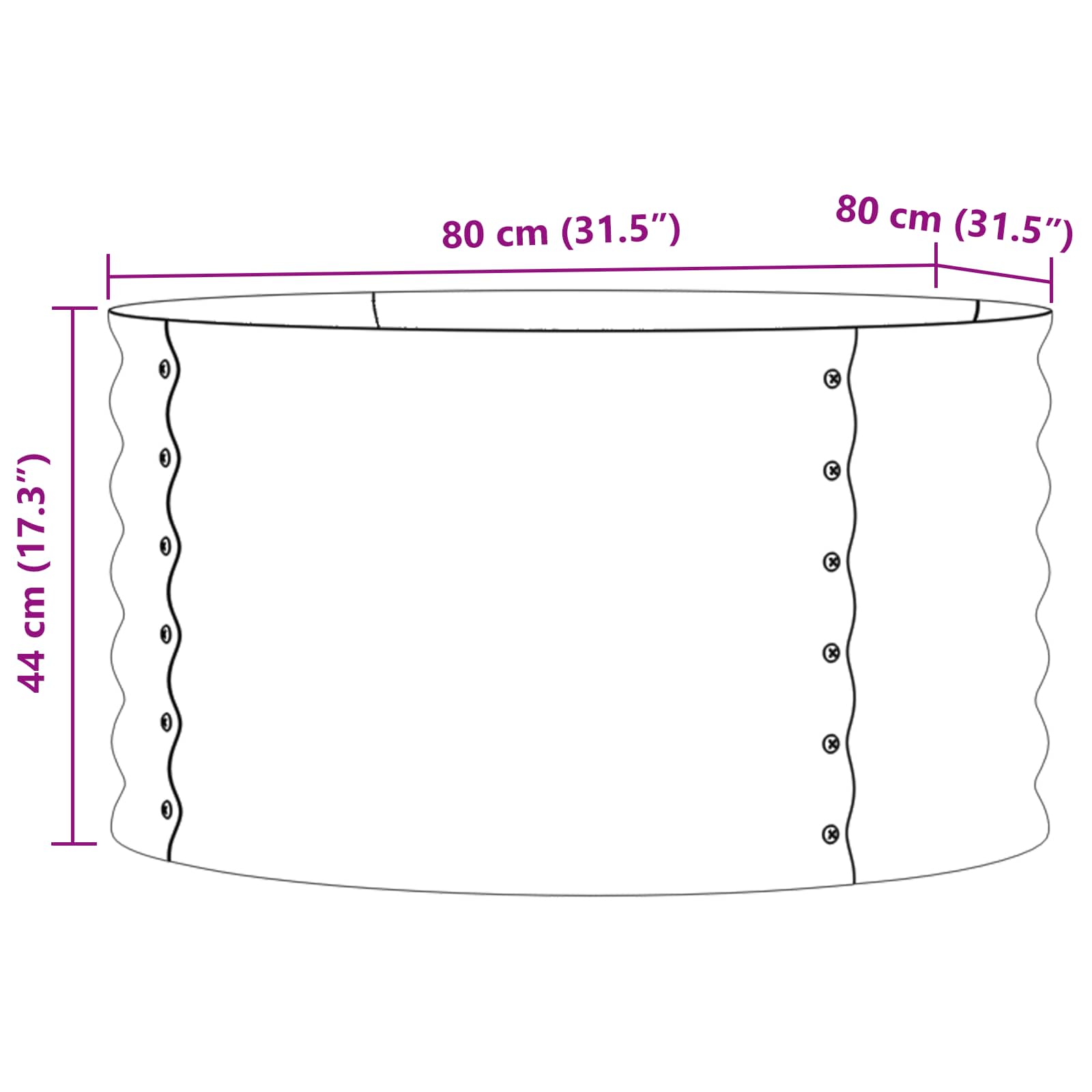Hævet Bed Brun 80 X 80 X 44 Cm Stål