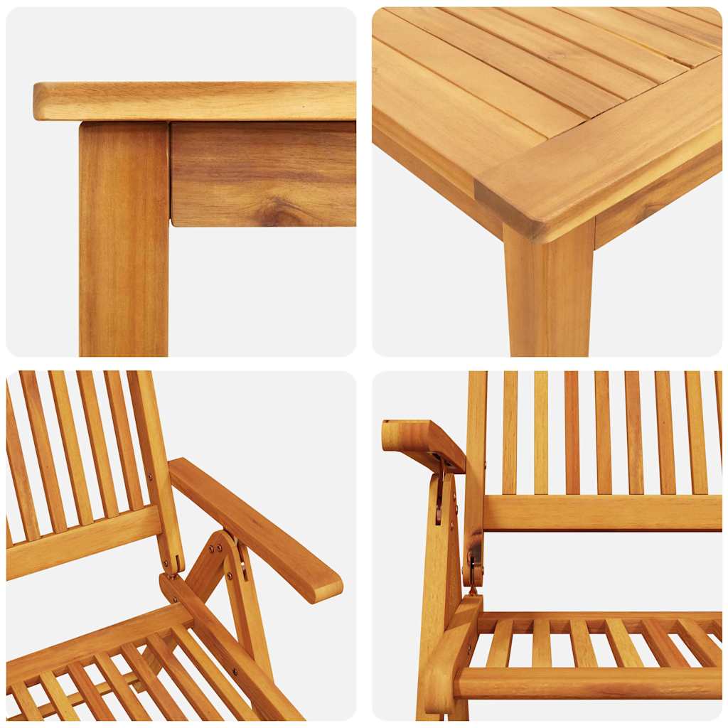 Have Spisebordssæt Foldbar 9 Pcs Brun Massivt Akacietræ