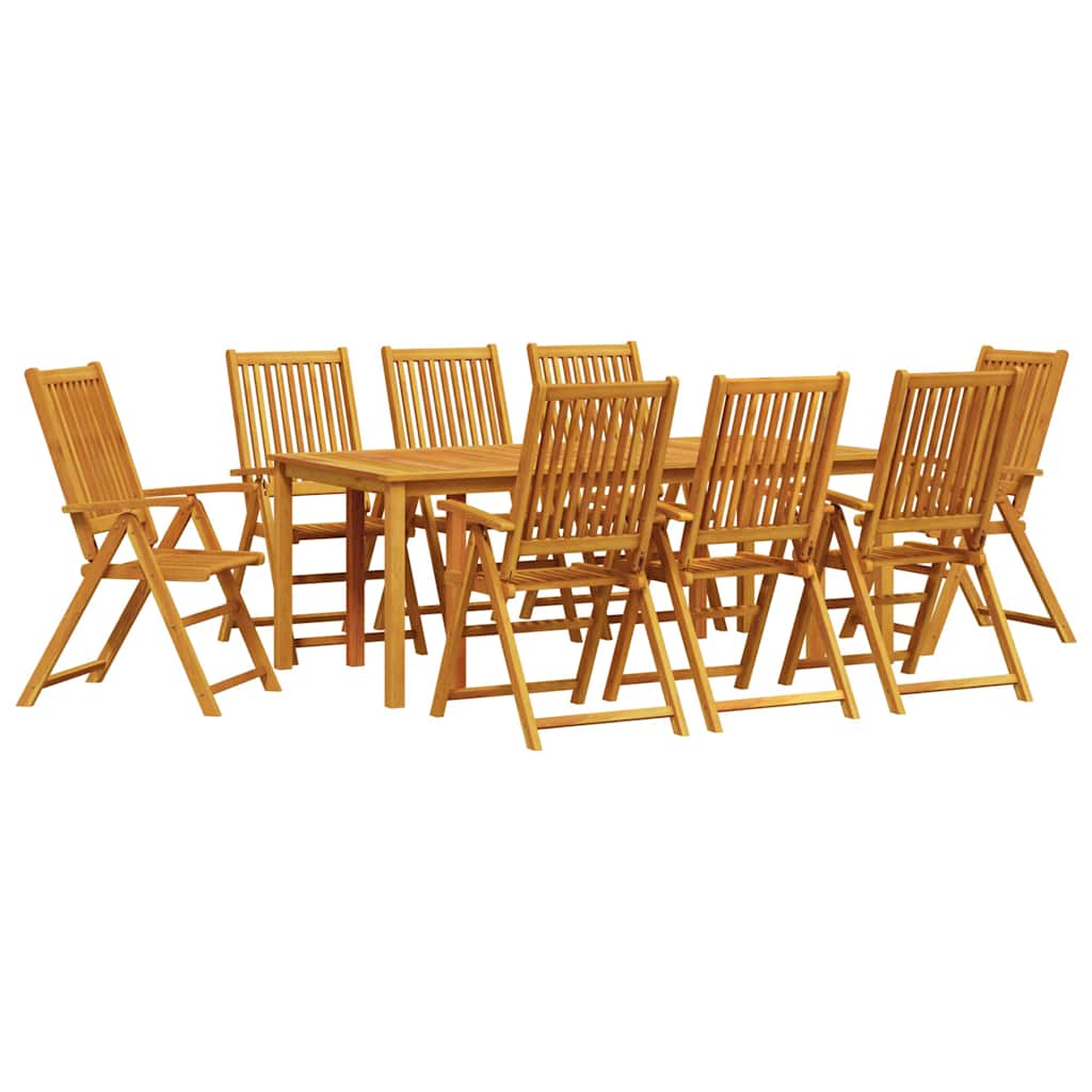 Have Spisebordssæt Foldbar 9 Pcs Brun Massivt Akacietræ