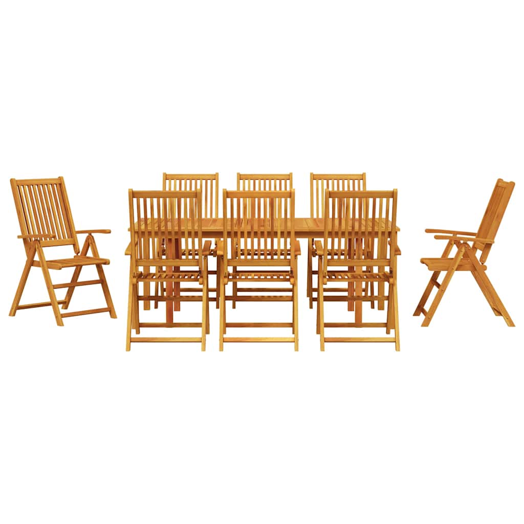 Have Spisebordssæt Foldbar 9 Pcs Brun Massivt Akacietræ