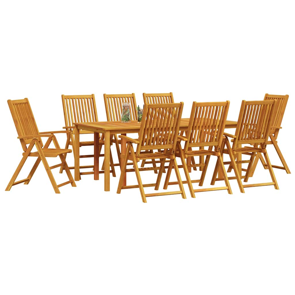 Have Spisebordssæt Foldbar 9 Pcs Brun Massivt Akacietræ