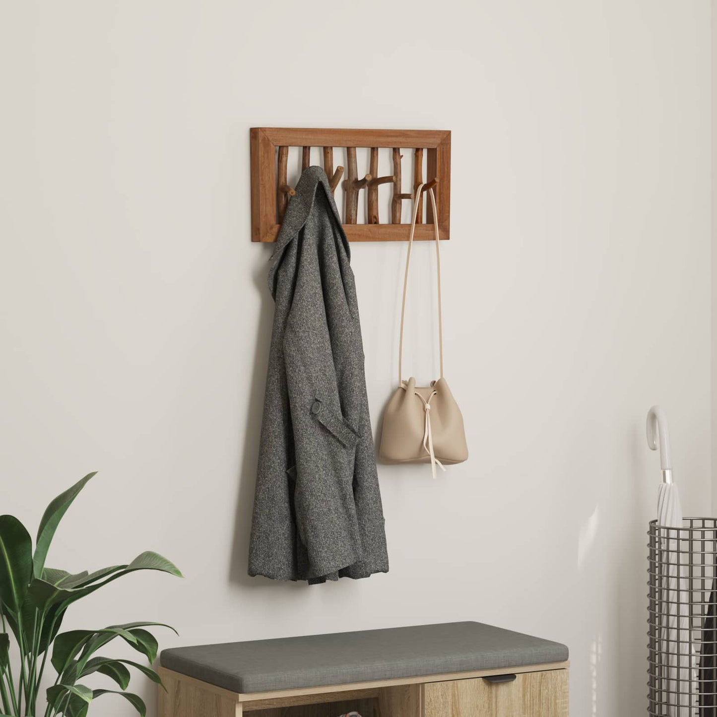 Frakkekrog Naturfarvet 50 X 10 X 25 Cm Massiv Mahogni