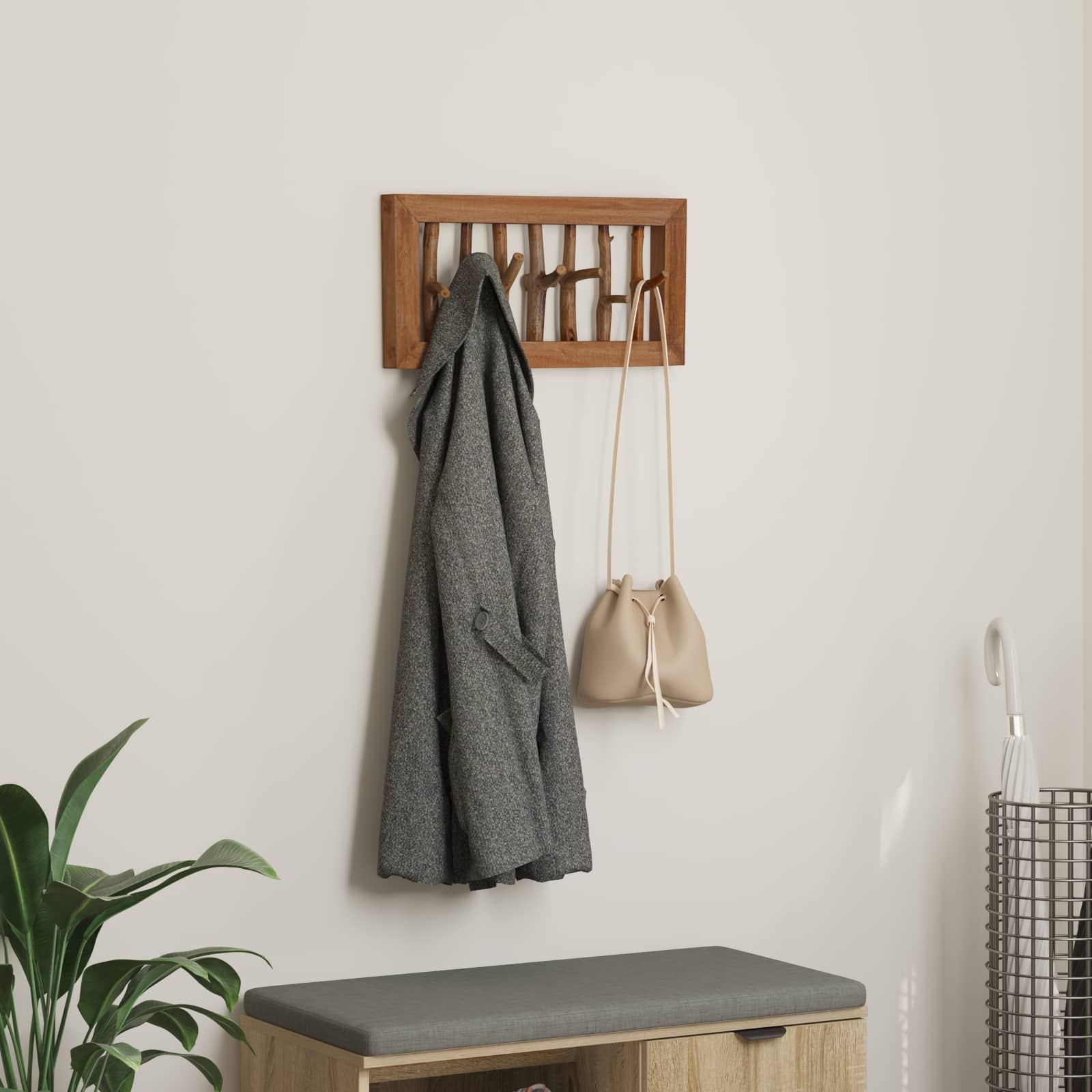 Frakkekrog Naturfarvet 50 X 10 X 25 Cm Massiv Mahogni
