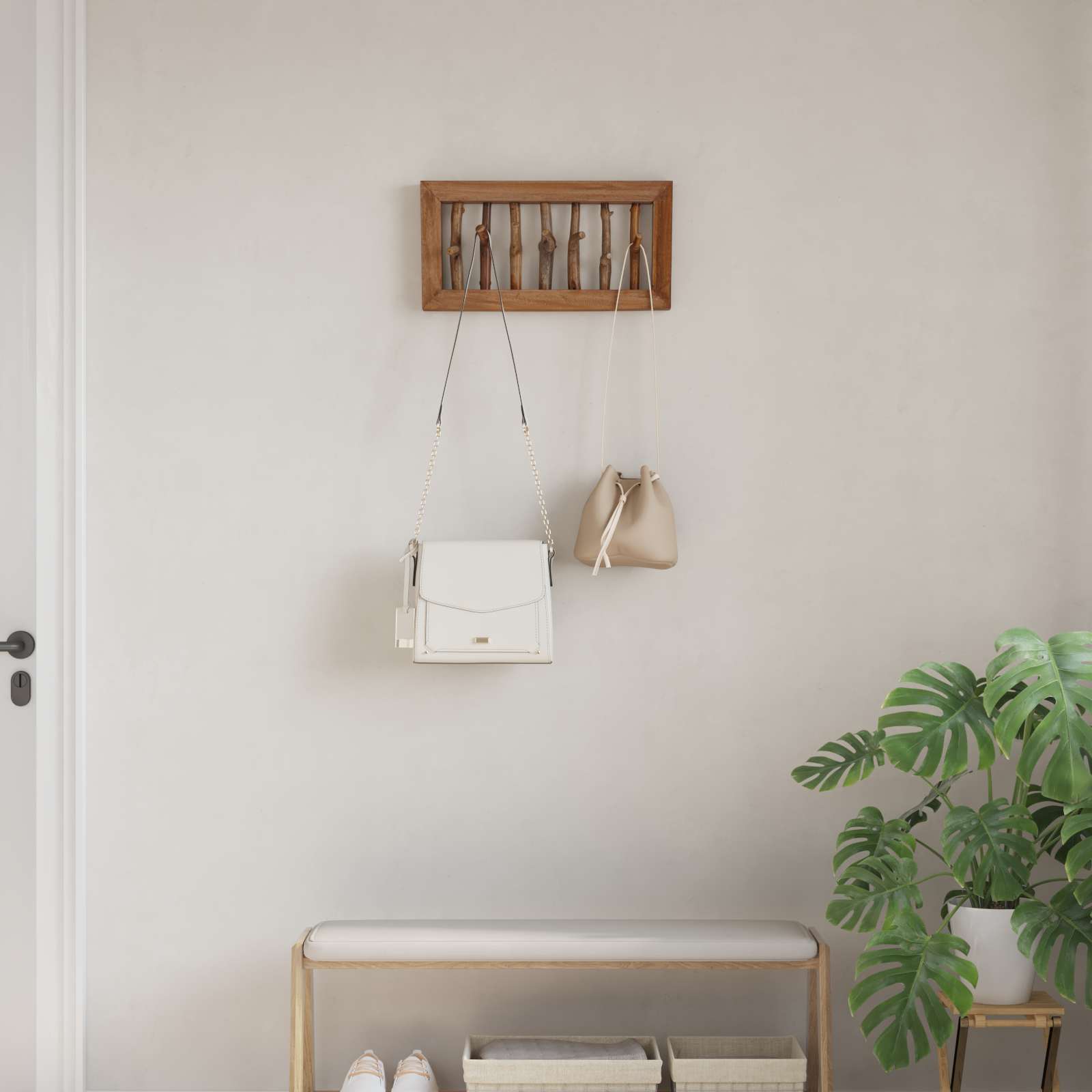 Frakkekrog Naturfarvet 50 X 10 X 25 Cm Massiv Mahogni