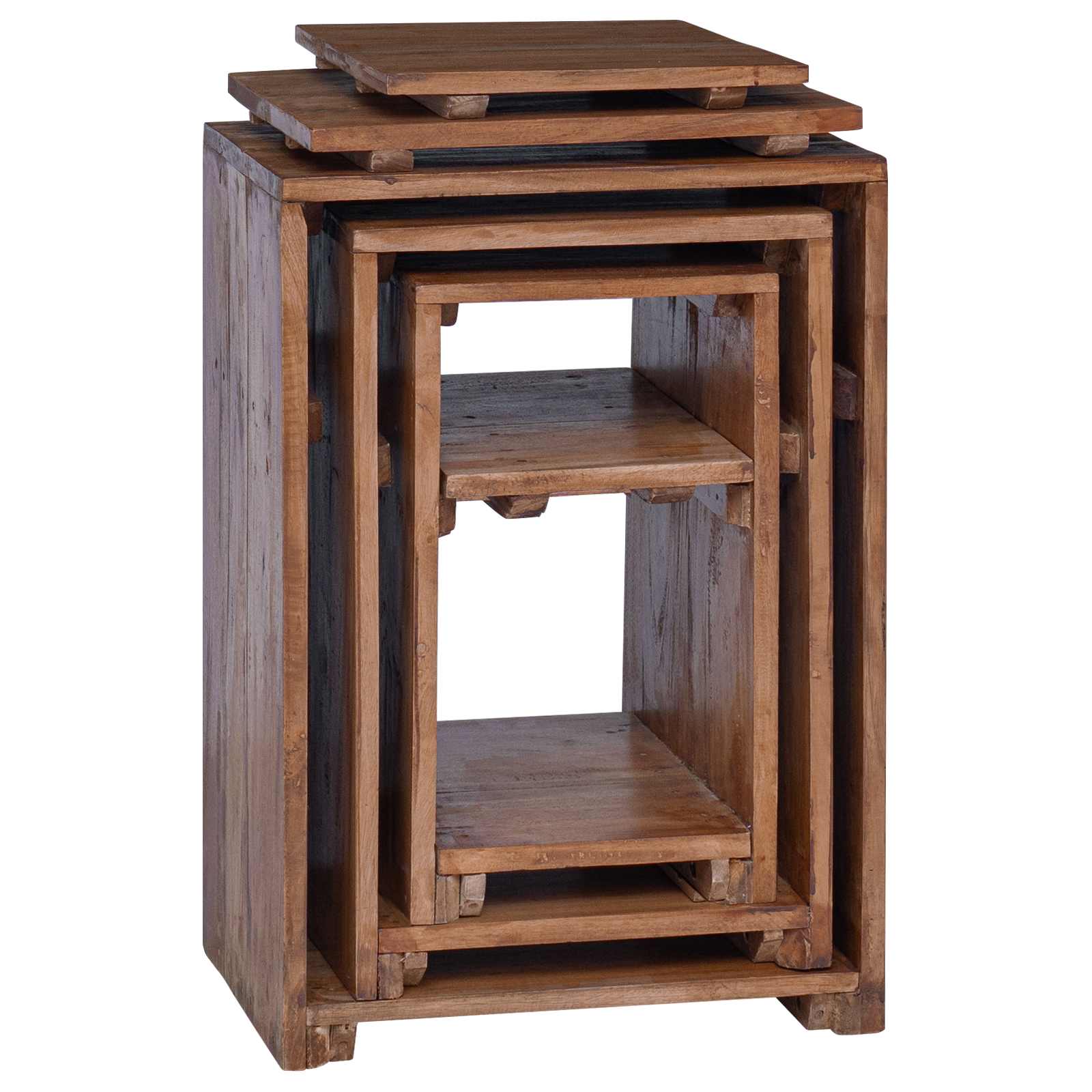 Accentbord Med Hylde Med Opbevaring 3 Pcs Brun Massiv Mahogni