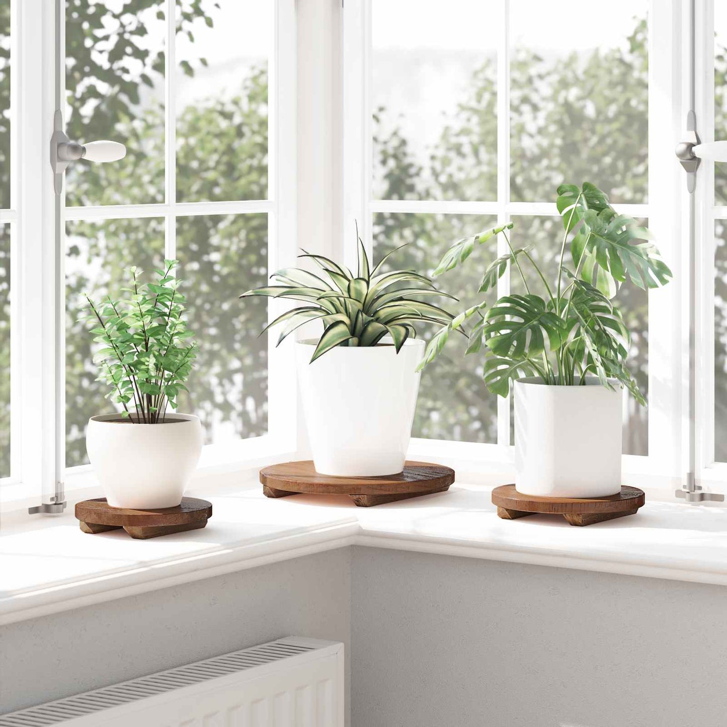 Plante Stool 3 Pcs Brun Mahogni Træ