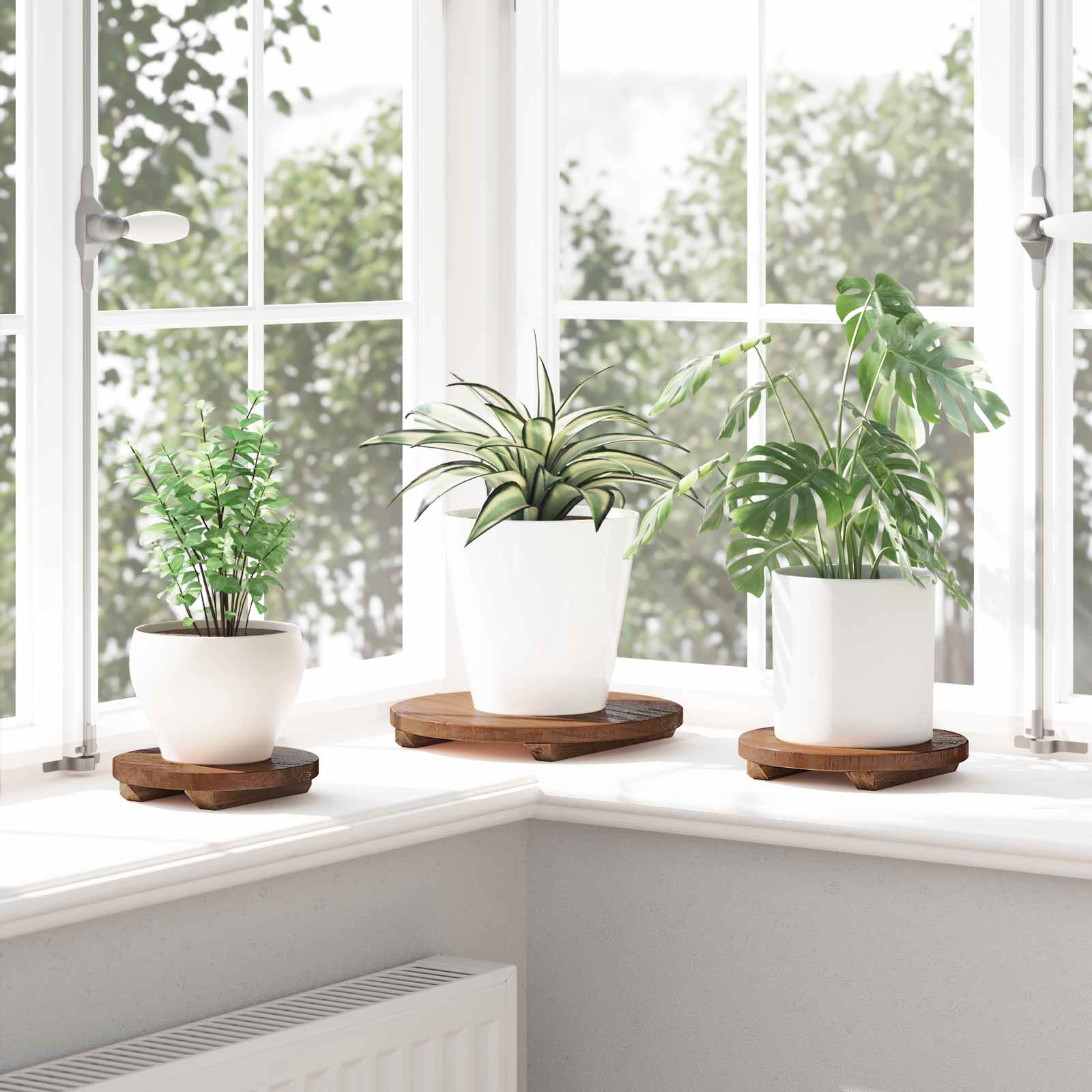Plante Stool 3 Pcs Brun Mahogni Træ