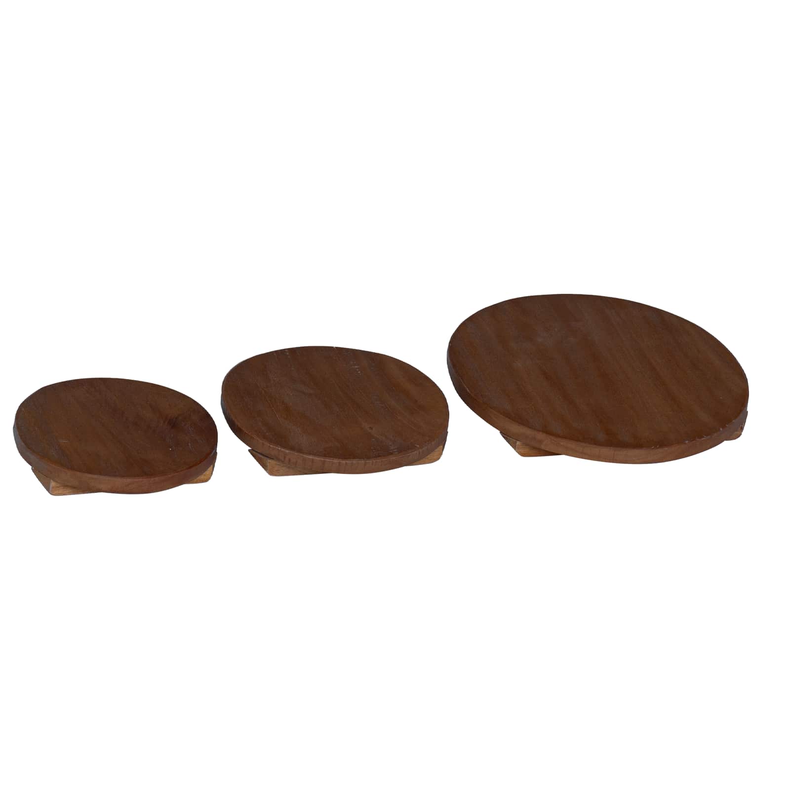 Plante Stool 3 Pcs Brun Mahogni Træ